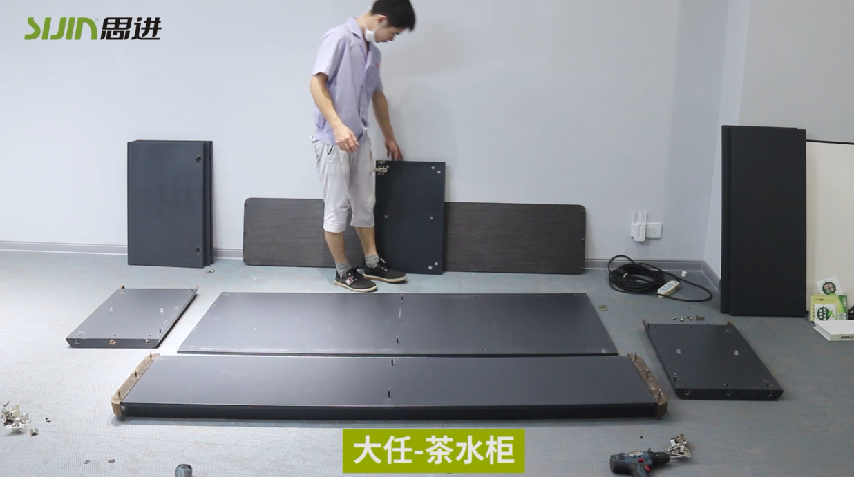 【大任系列-茶水柜】菠萝蜜网站家具实木油漆产品安装教程